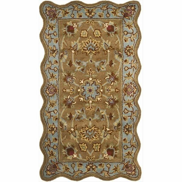 2 ft. - 3 in. x 4 ft. Accent - Scallop- Traditional Heritage Beige And Blue Hand Tufted Rug, Safavieh, Mfr#: HG821A-24S